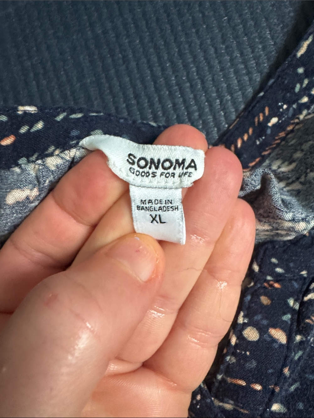 Sonoma Navy Short-Sleeve Printed Peasant Style Tee, XL - Picture 2 of 4